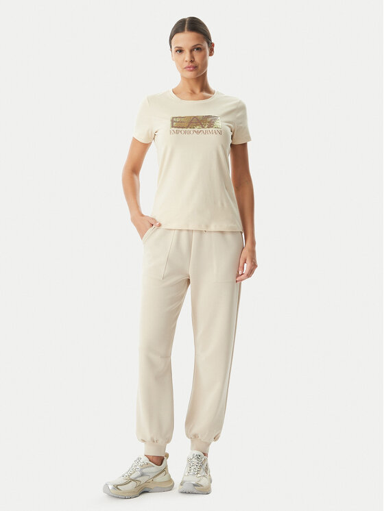 EA7 Emporio Armani EA7 Emporio Armani T-Shirt 7W001093 AF10373 U1088 Béžová Regular Fit