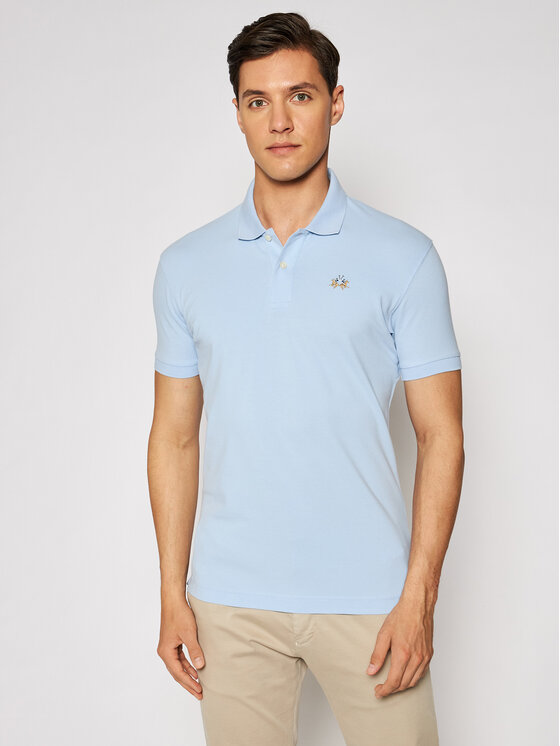 La Martina La Martina Pólóing Piquet CCMP02 PK001 Kék Slim Fit