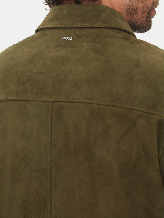 BOSS BOSS Bőrkabát H-Malbano5 50528014 Zöld Regular Fit
