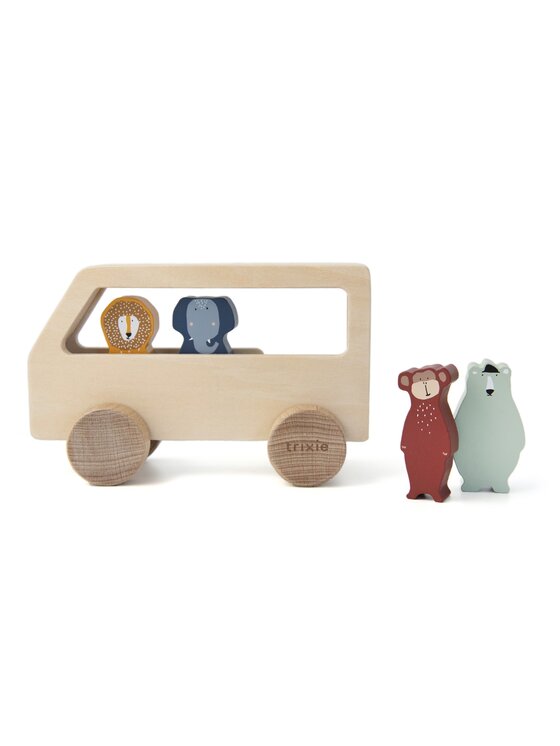 Trixie Baby Trixie Baby Zabawka Drewniany autobus dla zwierząt Kolorowy