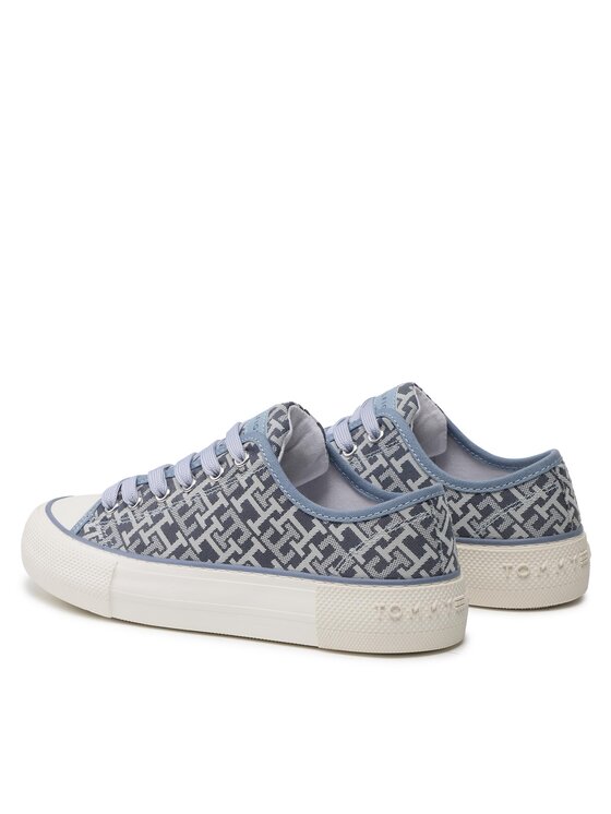 Tommy Hilfiger Tommy Hilfiger Trampki Logo All Over Low Cut Lace-Up Sneaker T3A9-32675-0034 S Granatowy