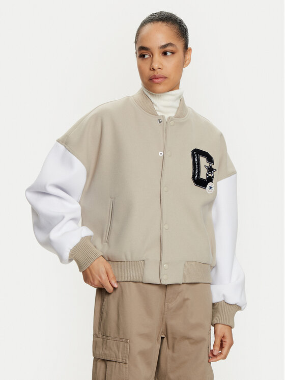 Női Bomber dzseki Converse, Méret: L, Bézs, Retro Varsity 10026772-A01