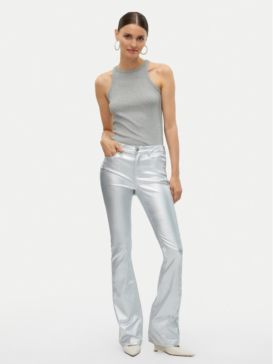 Vero Moda Vero Moda Szövet nadrág Flash 10329072 Ezüst Flared Fit