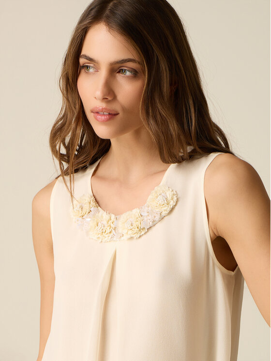 Oltre Oltre Blusa 2504R003074N021 Bianco Regular Fit