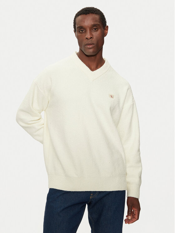 Calvin Klein Jeans Sveter J30J326452 Écru Regular Fit