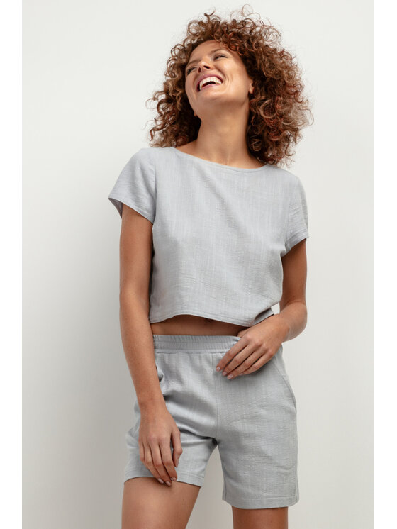 Tessita Tessita Szorty materiałowe SPODENKI_T402_2_XS Szary Relaxed Fit