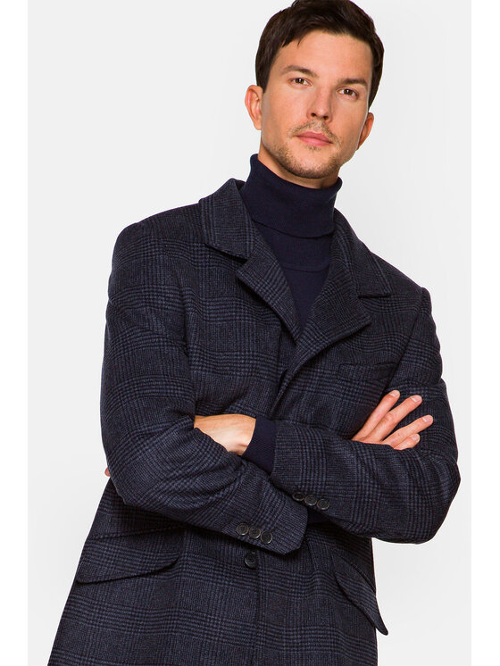 Lancerto Lancerto Płaszcz wełniany Conventry KU054221000006 Granatowy Regular Fit