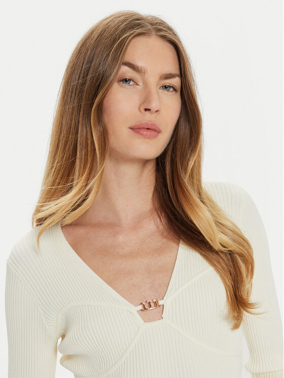 TWINSET TWINSET Sveter 242TP3132 Écru Slim Fit
