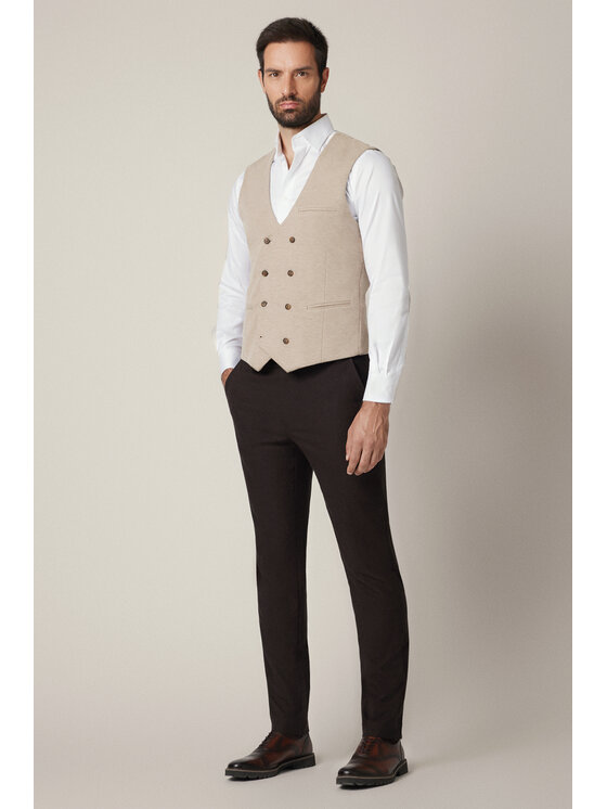 Lancerto Lancerto Kamizelka Cingoli KA131225000004 Beżowy Slim Fit