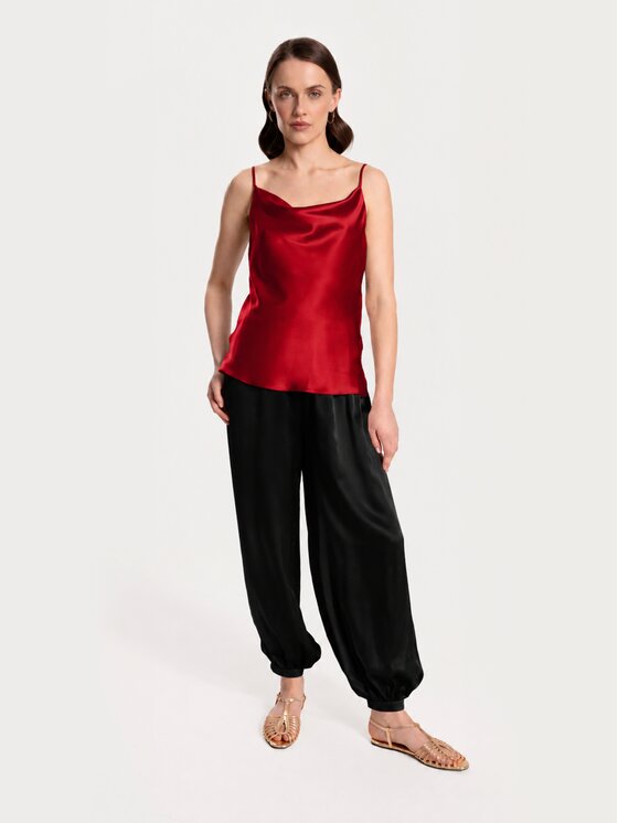 Cat&Cat Cat&Cat Top jedwabny z dekoltem woda Czerwony Regular Fit