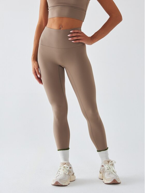 BeShaped BeShaped Legginsy Sportowe - Morning Dew Beżowy Shaping Fit