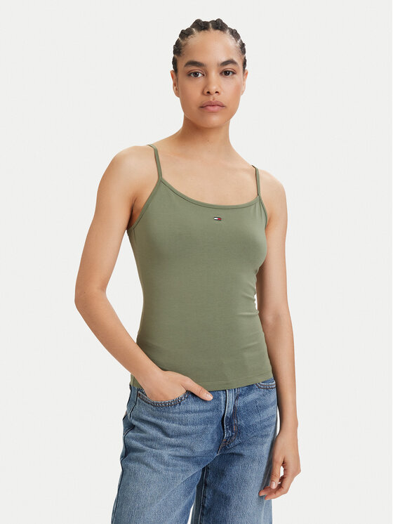 Tommy Jeans Top Essential DW0DW20675 Verde Slim Fit