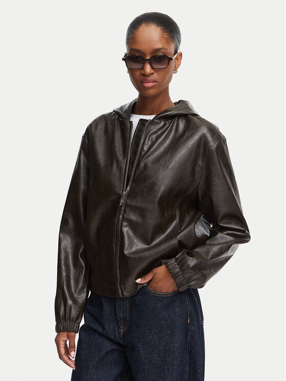 Calvin Klein Jeans Geacă din imitație de piele LV047G516G Maro Regular Fit