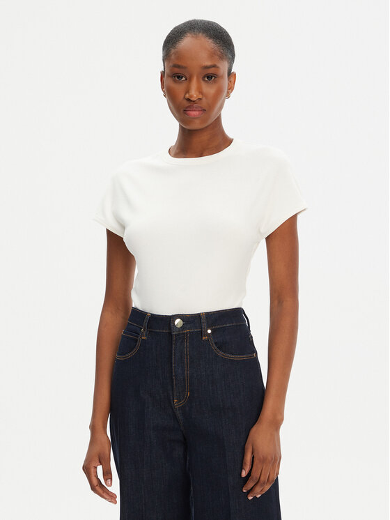 Tommy Hilfiger Tričko WW0WW45731 Écru Slim Fit