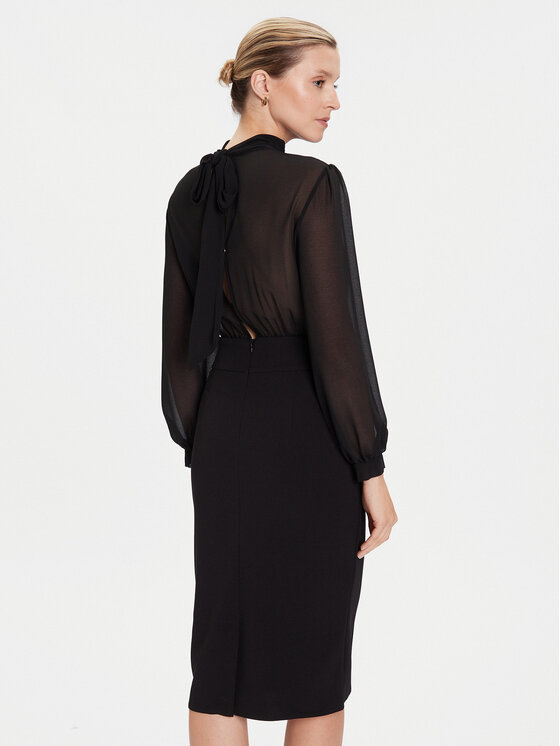 Rinascimento Rinascimento Cocktail obleka CFC0126210003 Črna Slim Fit