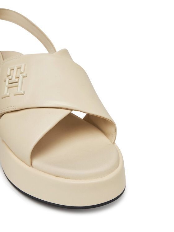 Tommy Hilfiger Tommy Hilfiger Sandály Th Logo Hw Padded Leather Sandal FW0FW08808 Béžová