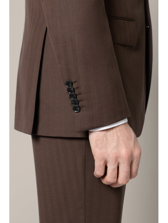 Lancerto Lancerto Garnitur Linares GA073126000016 Brązowy Slim Fit