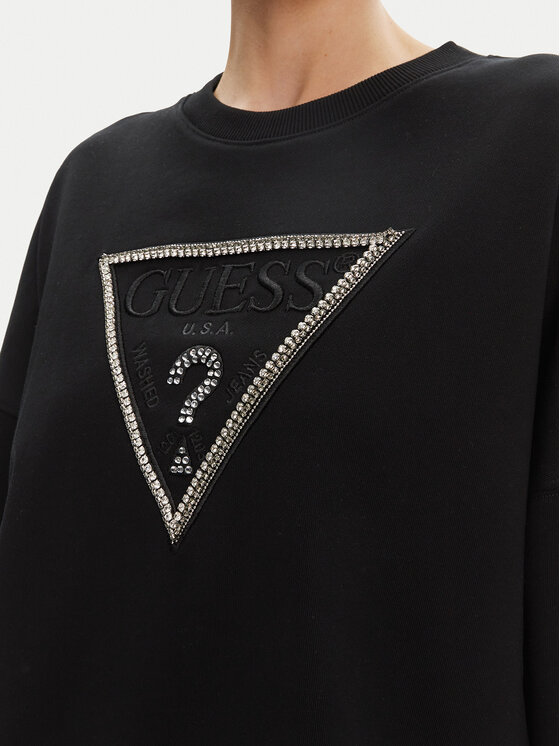 Guess Guess Μπλούζα W5YQ04 KC8I0 Μαύρο Regular Fit