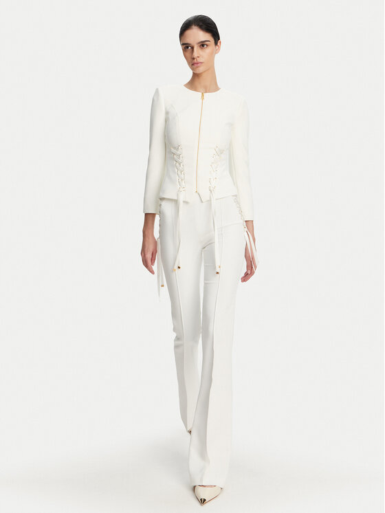 Elisabetta Franchi Elisabetta Franchi Kalhoty z materiálu PA-083-51E2 Bílá Regular Fit