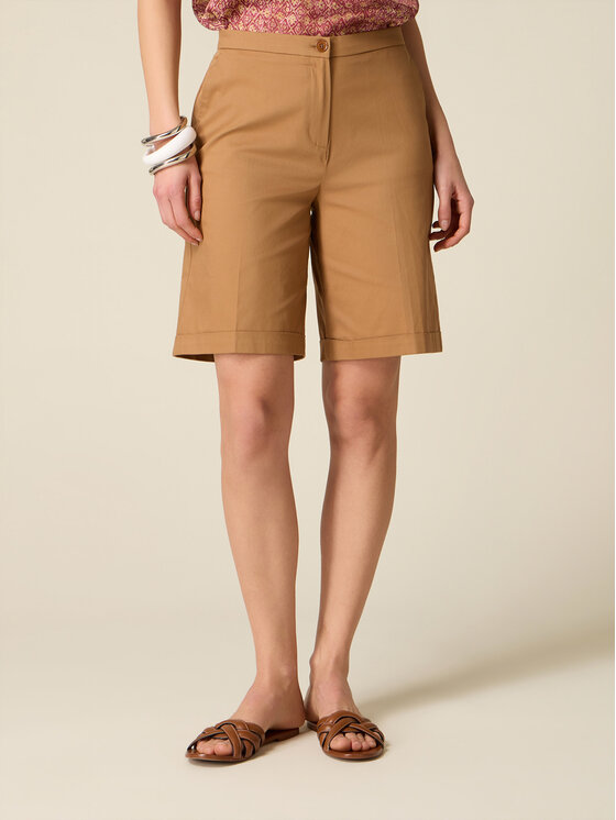 Oltre Oltre Szorty materiałowe P02DR109298N022 Kremowy Regular Fit