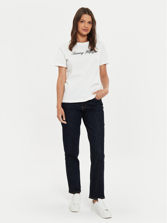 Tommy Hilfiger Tommy Hilfiger Póló Script WW0WW43459 Ekru Regular Fit