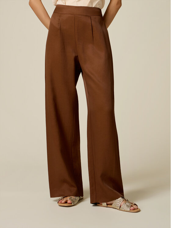 Oltre Oltre Spodnie materiałowe P00RJ002444N022 Brązowy Baggy Fit