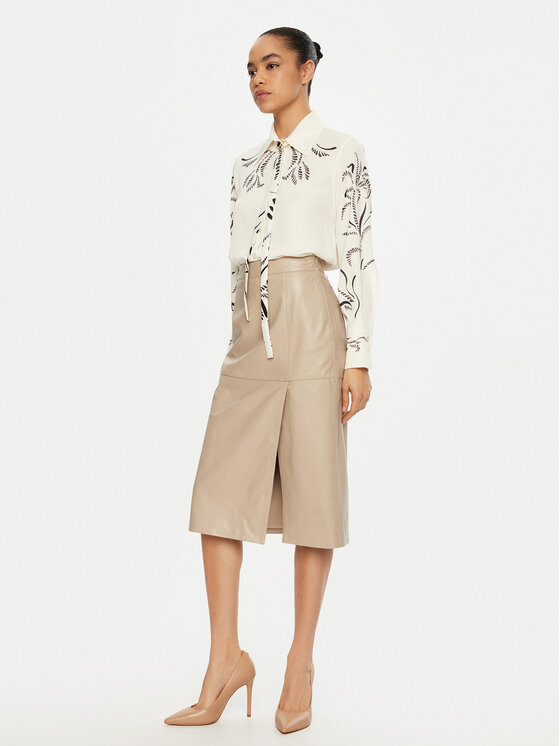 Marella Marella Kožna suknja Bambino 2513401011 Écru Regular Fit