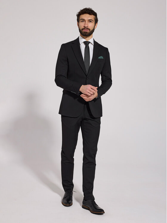 VILLARO VILLARO Garnitur GAR005 Czarny Slim Fit
