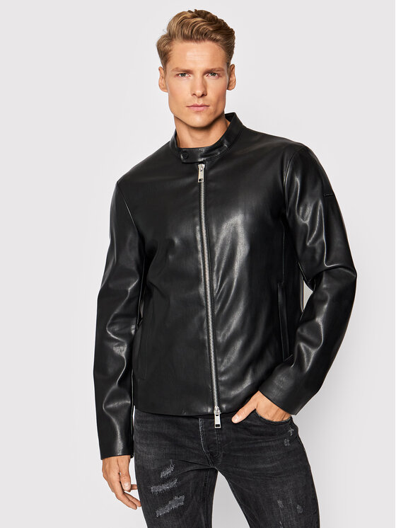 Armani Exchange Armani Exchange Jacke aus Kunstleder 8NZB08 ZNAAZ 1200 Schwarz Regular Fit