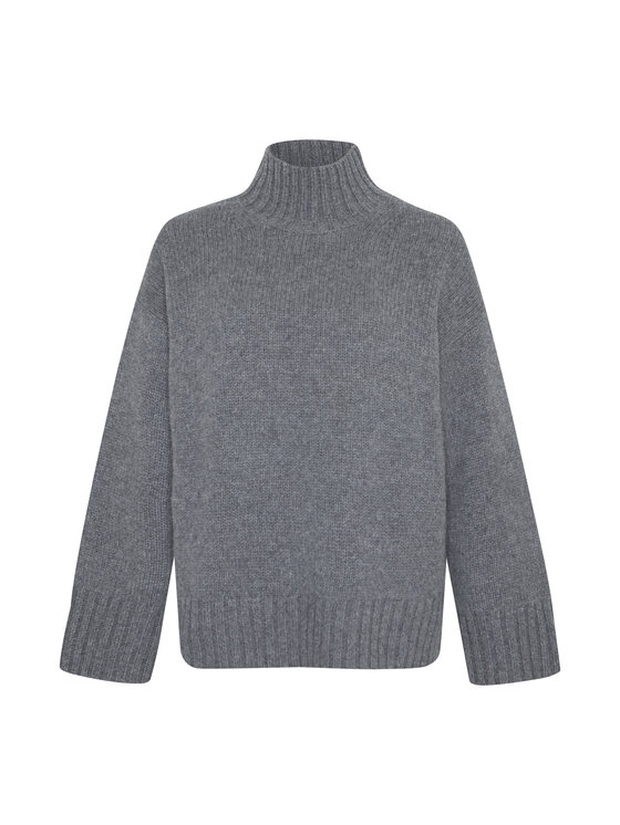 Style Republic Style Republic Golf Sweter o kroju oversize typu boxy, z mieszanki kaszmiru i wełny Szary ciemny Boxy Fit