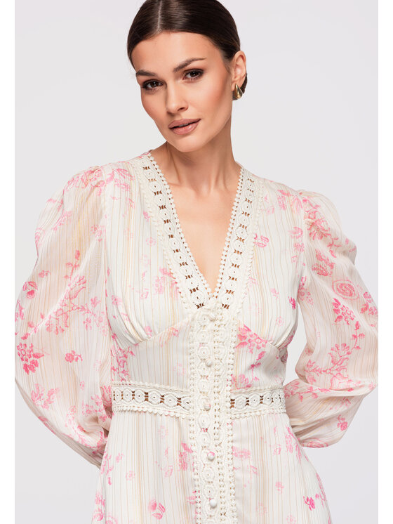 Ombre Ombre Sukienka wieczorowa LA-OM-DLR298 Kremowy Regular Fit