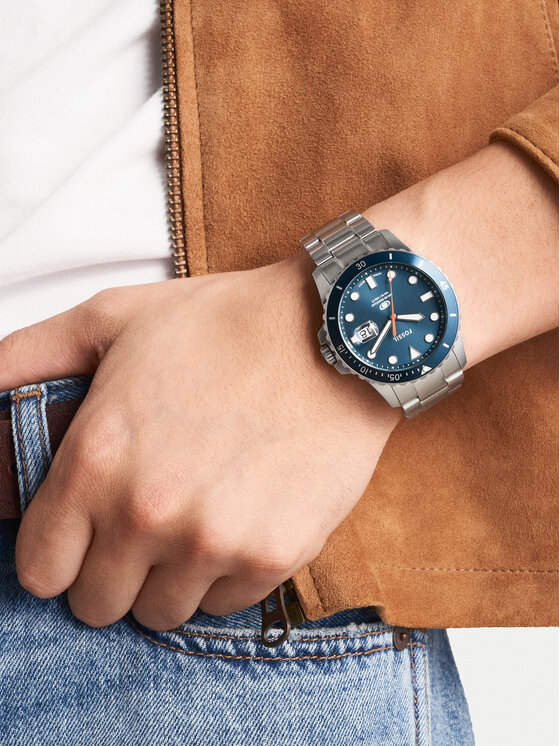 Fossil Fossil Ročna ura Blue FS6050 Srebrna