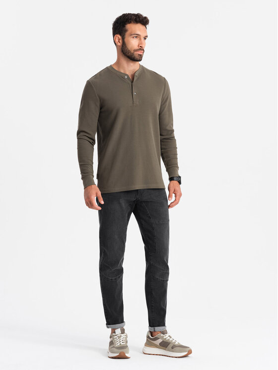 Ombre Ombre Jeansy OM-PADP-0161 Černá Slim Fit
