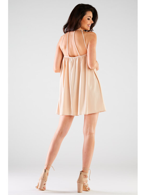 Awama Awama Sukienka letnia A427 Beżowy Basic Fit
