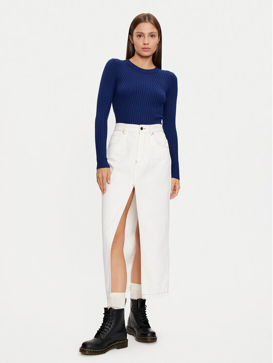 Pieces Pieces Пуловер Crista 17115047 Тъмносин Slim Fit