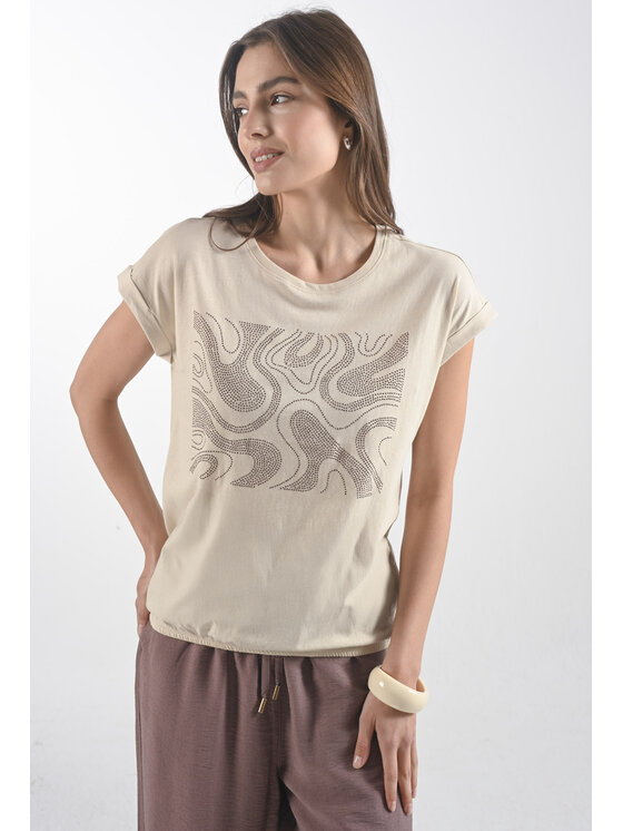 Femestage Femestage T-Shirt Femestage AB BASE TSH1532-016 Béžová Regular Fit