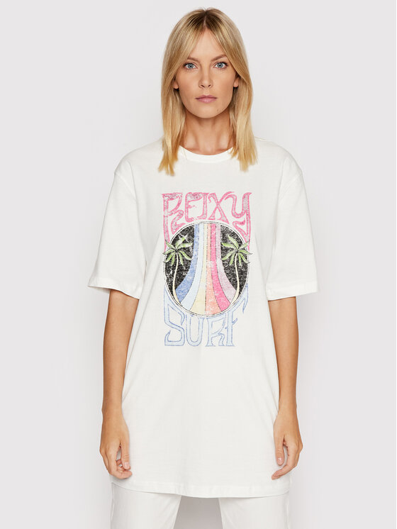 Roxy Roxy T-Shirt Come To The Beach ERJZT05336 Μπεζ Boyfriend Fit