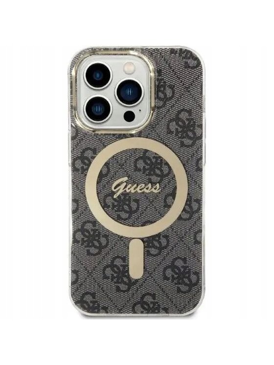 Guess Guess Etui na telefon 4G Metal Gold Logo Czarny