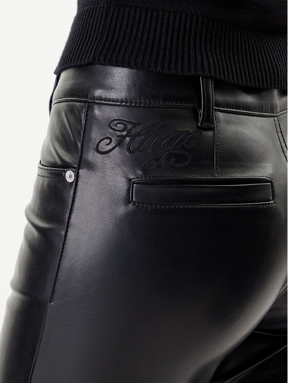 HUGO HUGO Штани зі штучної шкіри Hilano-1 50546790 Чорний Slim Fit
