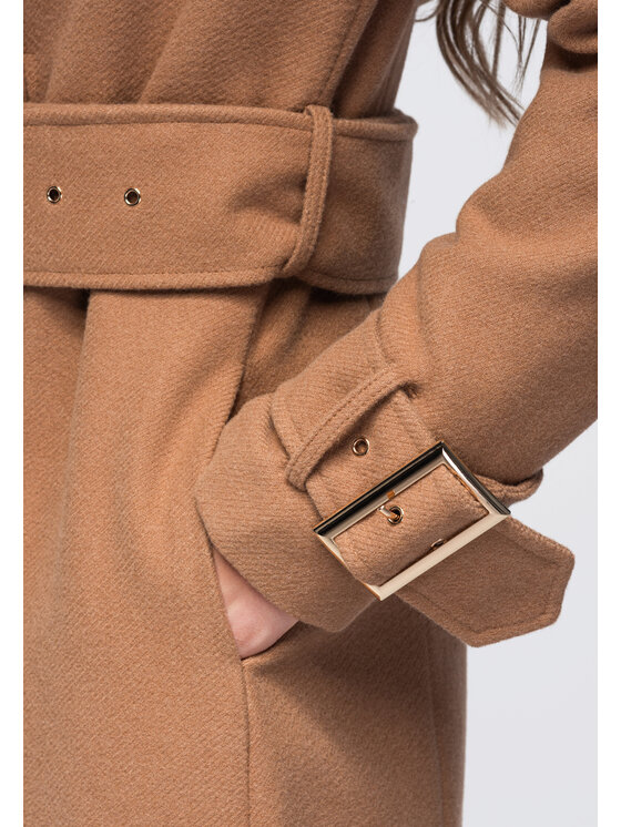 Ombre Ombre Płaszcz przejściowy OW-CT-E0006 Brązowy Regular Fit