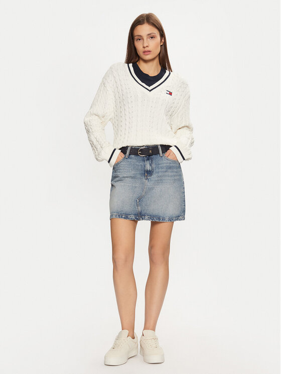 Tommy Jeans Tommy Jeans Pulover DW0DW19885 Écru Regular Fit