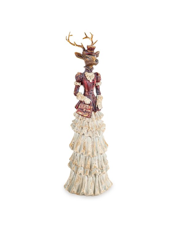 MIAhome MIAhome Figurka elegancka pani jeleń ELEGANTE-2 w długiej sukni Kolorowy