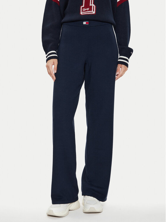Női Szövet nadrág Tommy Jeans, Méret: L, Sötétkék, Badge DW0DW18532