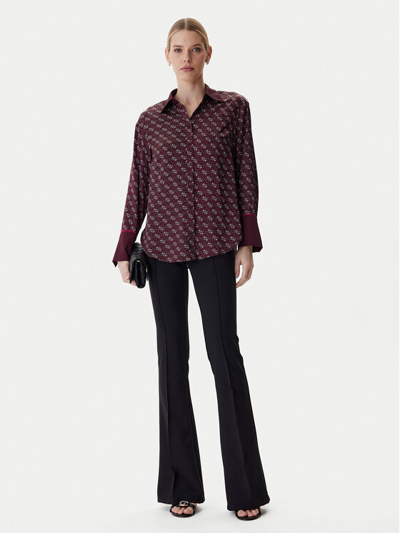Guess Guess Koszula W4YH47 WF1T2 Bordowy Regular Fit
