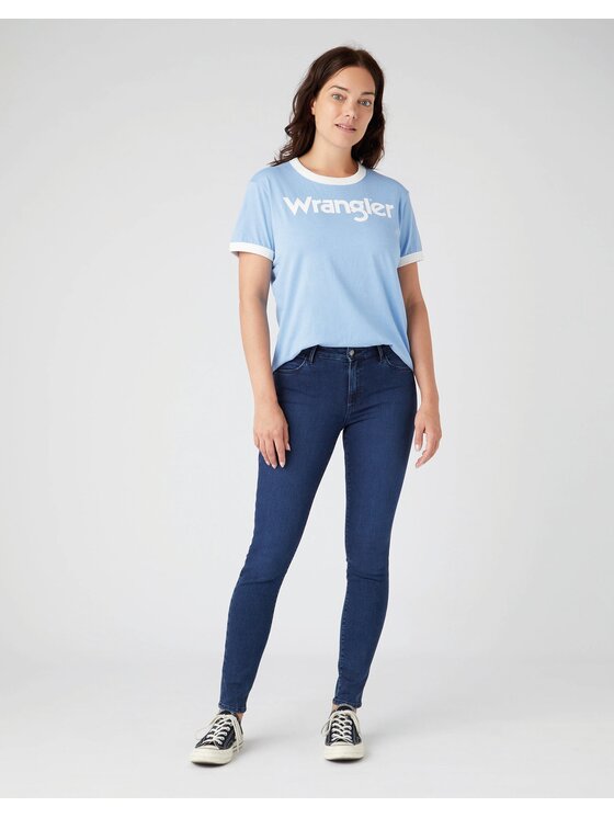 Wrangler Wrangler Jeansy Skinny Niebieski Skinny Fit
