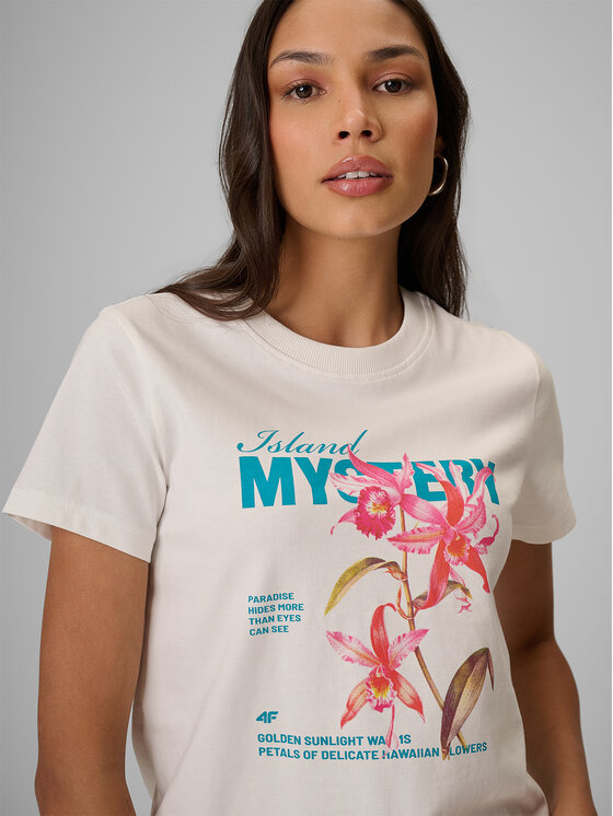 4F 4F T-Shirt TROPIC ORCHID Biały Regular Fit