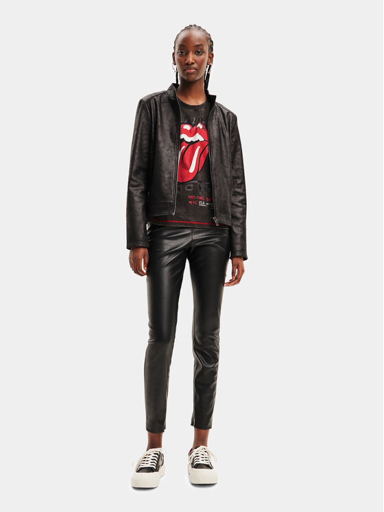 Desigual Desigual Яке от имитация на кожа 23WWEW02 Черен Regular Fit