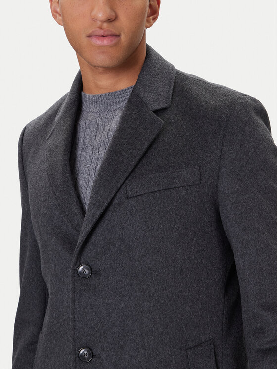 BOSS BOSS Vilnas mētelis Hyde 50549187 Pelēks Slim Fit