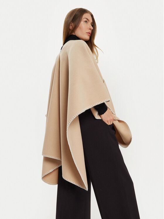 Pieces Pieces Pončas Nadja 17152351 Smėlio Relaxed Fit
