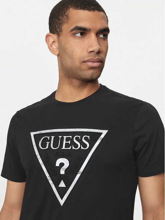 Guess Guess T-Shirt M4YI86 K9RM1 Czarny Slim Fit